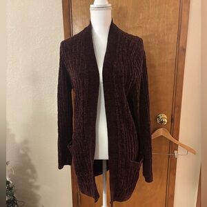 Matty M Burgundy Ribbed Chenille Cardigan